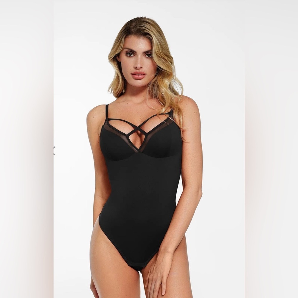 Popilush Shapewear Sheer Mesh Sleeveless Tummy Control Bodysuit